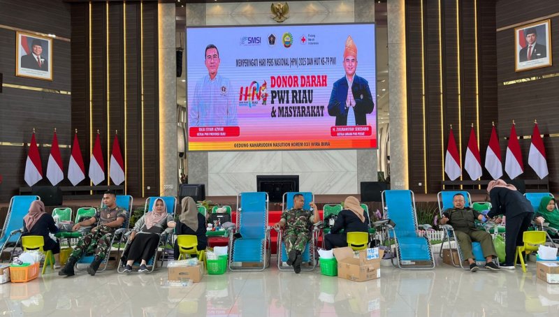 Gandeng Korem 031/Wirabima, Bakti Sosial Donor Darah Agenda Pembuka HPN 2025 di Riau